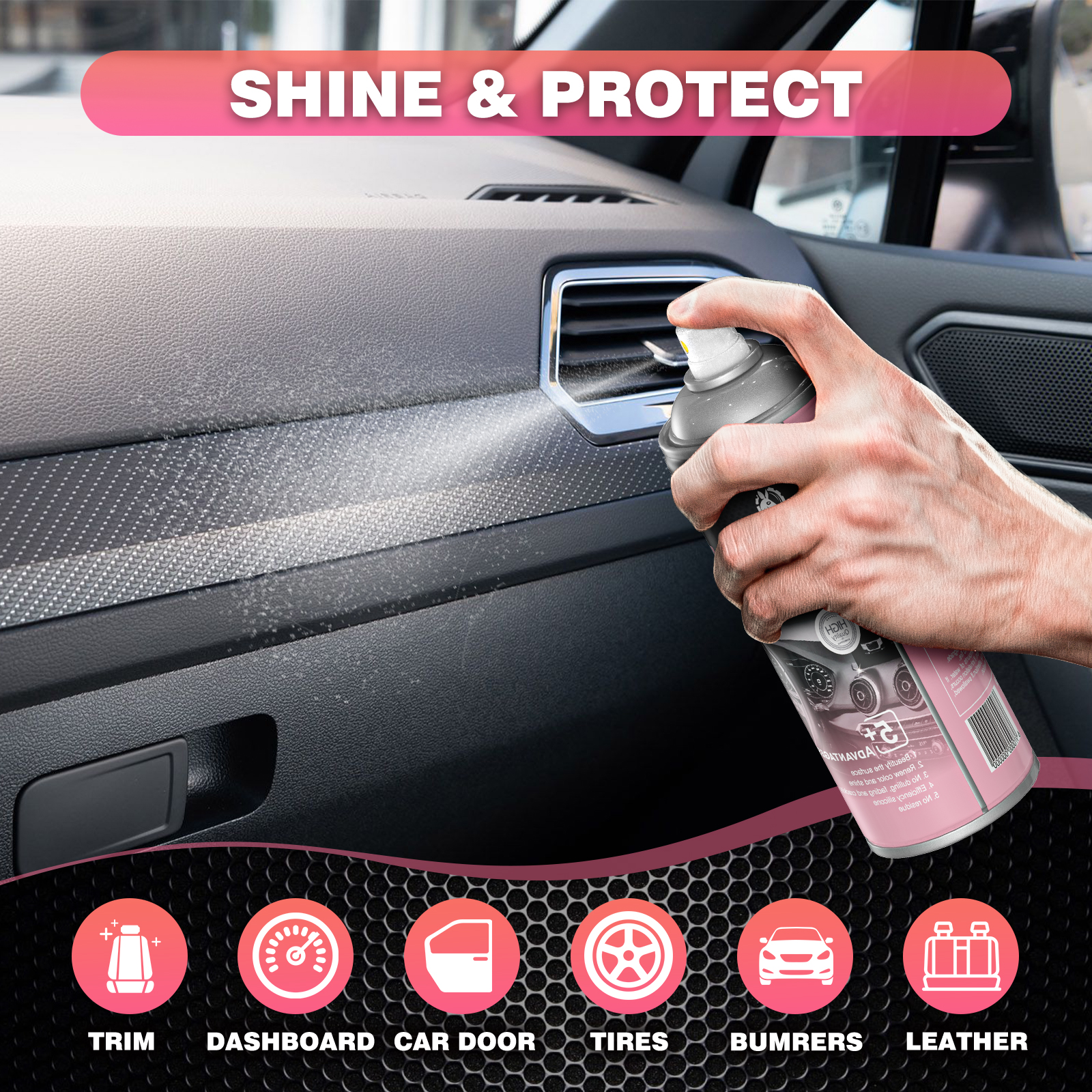 Buy 3 Get Free Shipping | DONKEYPRO Car Interior Cleaner Spray 15oz Anti-UV Polish & Protect - Image 13